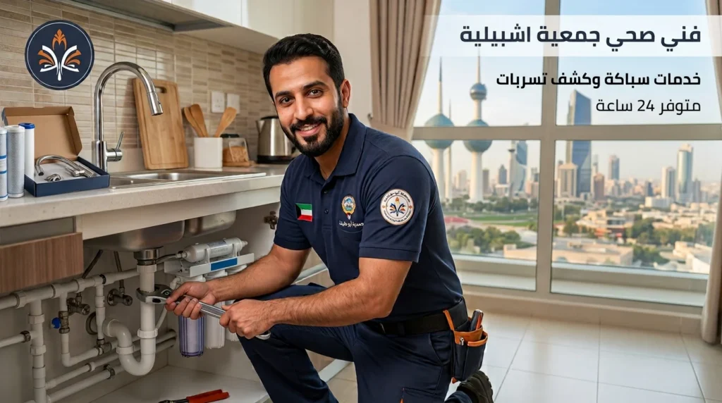 فني صحي جمعية اشبيلية يقوم بأعمال الصيانة والسباكة
